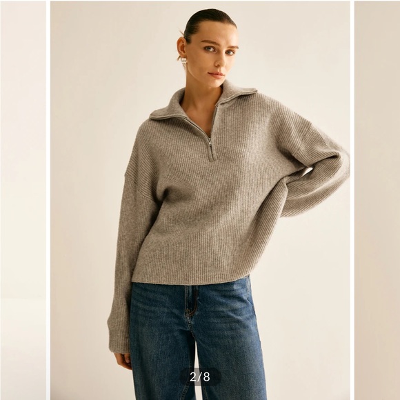 Commense Two piece Gray Wool-Blend Zipper Sweater and pants Co-ords - Picture 2 of 2